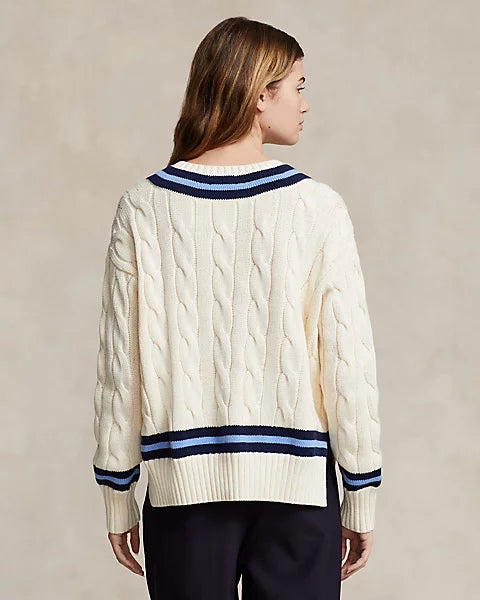 Suéter de críquete de algodão tricotado