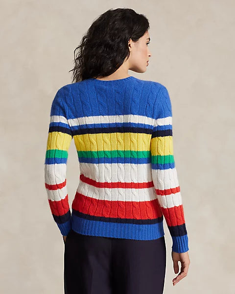 Suéter listrado de caxemira tricotado